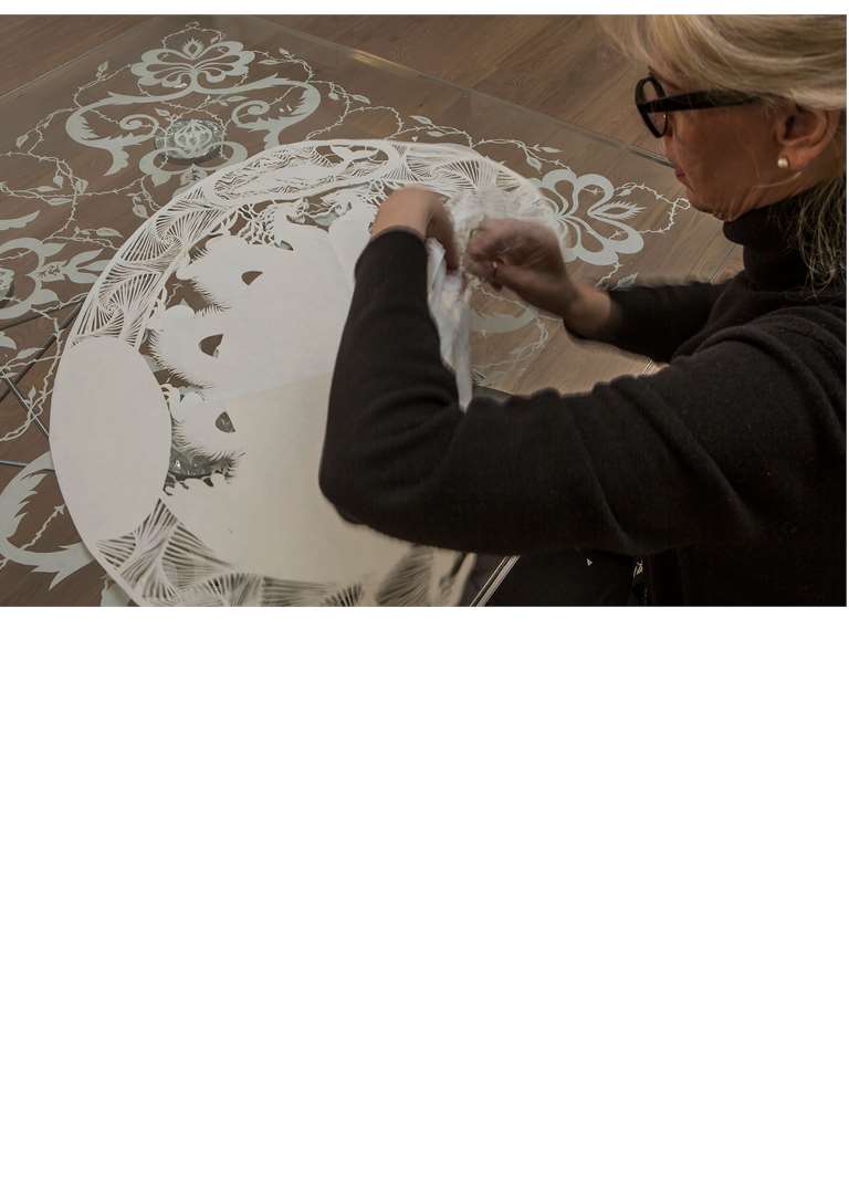 Karen Bit Vejle with her papercut art